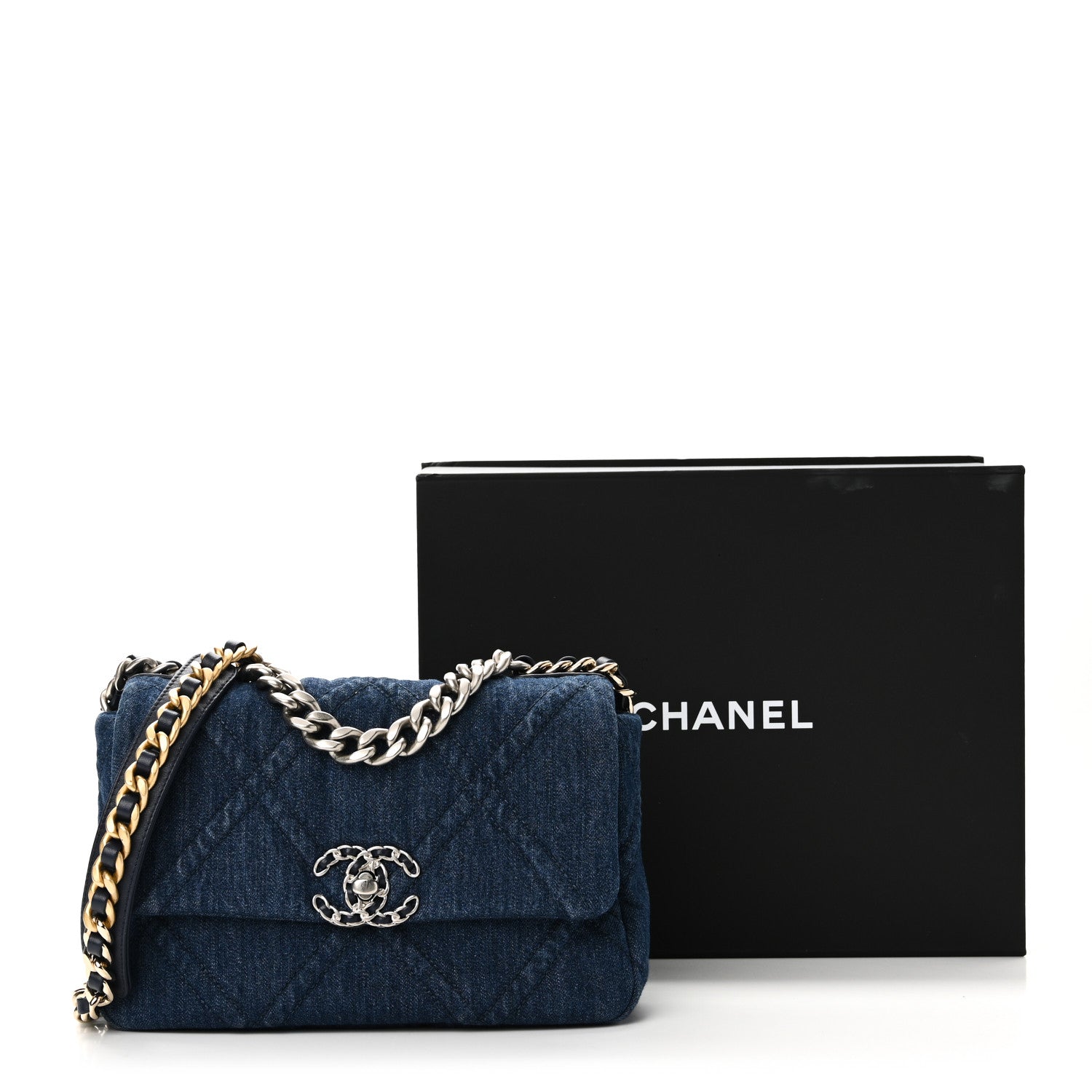 Chanel Denim Quilted Medium Chanel 19 Flap Blue 12 of 12