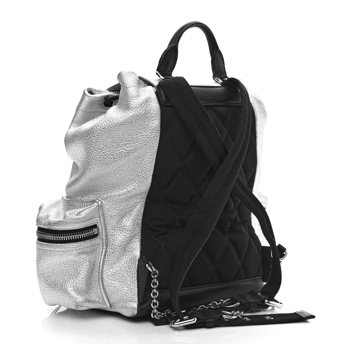 Metallic Deerskin Medium Rucksack Backpack Silver