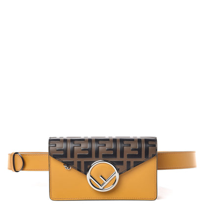 Fendi Vitello Liberty F is Fendi Bi-Color FF 1974 Embossed Envelope Belt Bag Maya Black Zucca 5 of 12