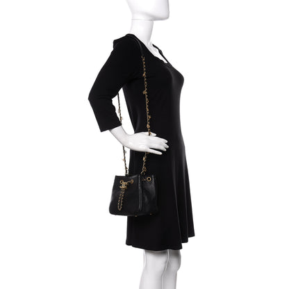 Chanel Calfskin Stitched Small Egyptian Amulet Drawstring Bag Black 2 of 10