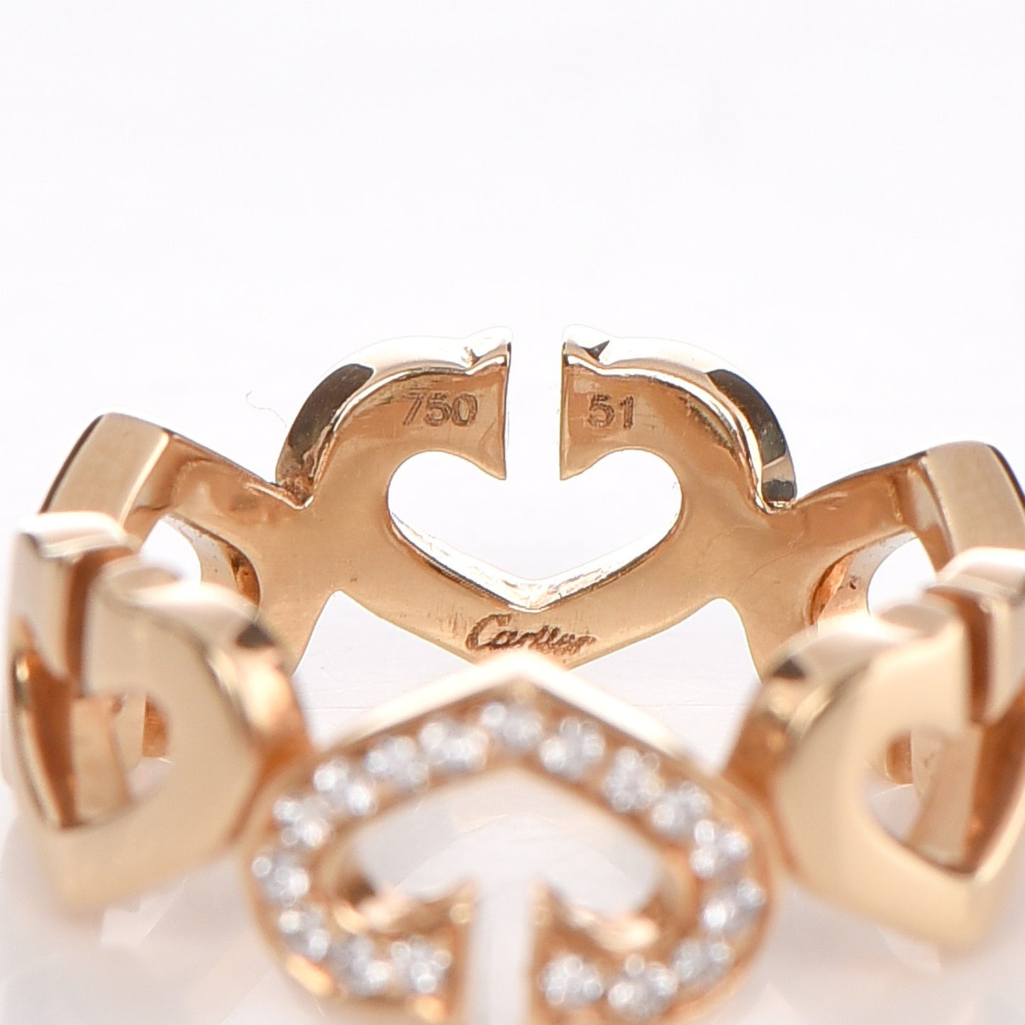 18K Pink Gold Diamond Hearts and Symbols Ring 51 5.75