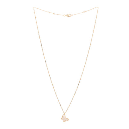 Van Cleef & Arpels 18K Yellow Gold Mother of Pearl Sweet Alhambra Butterfly Pendant Necklace 3 of 6