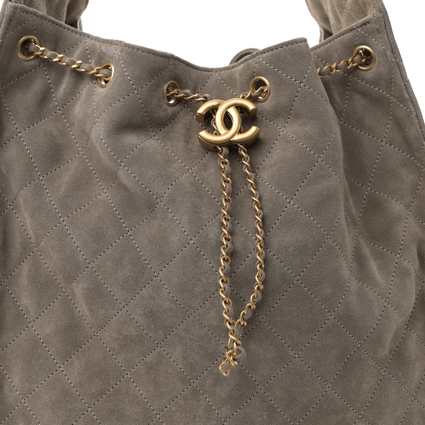 Suede Quilted Medium Chanel 25 Handbag Grey
