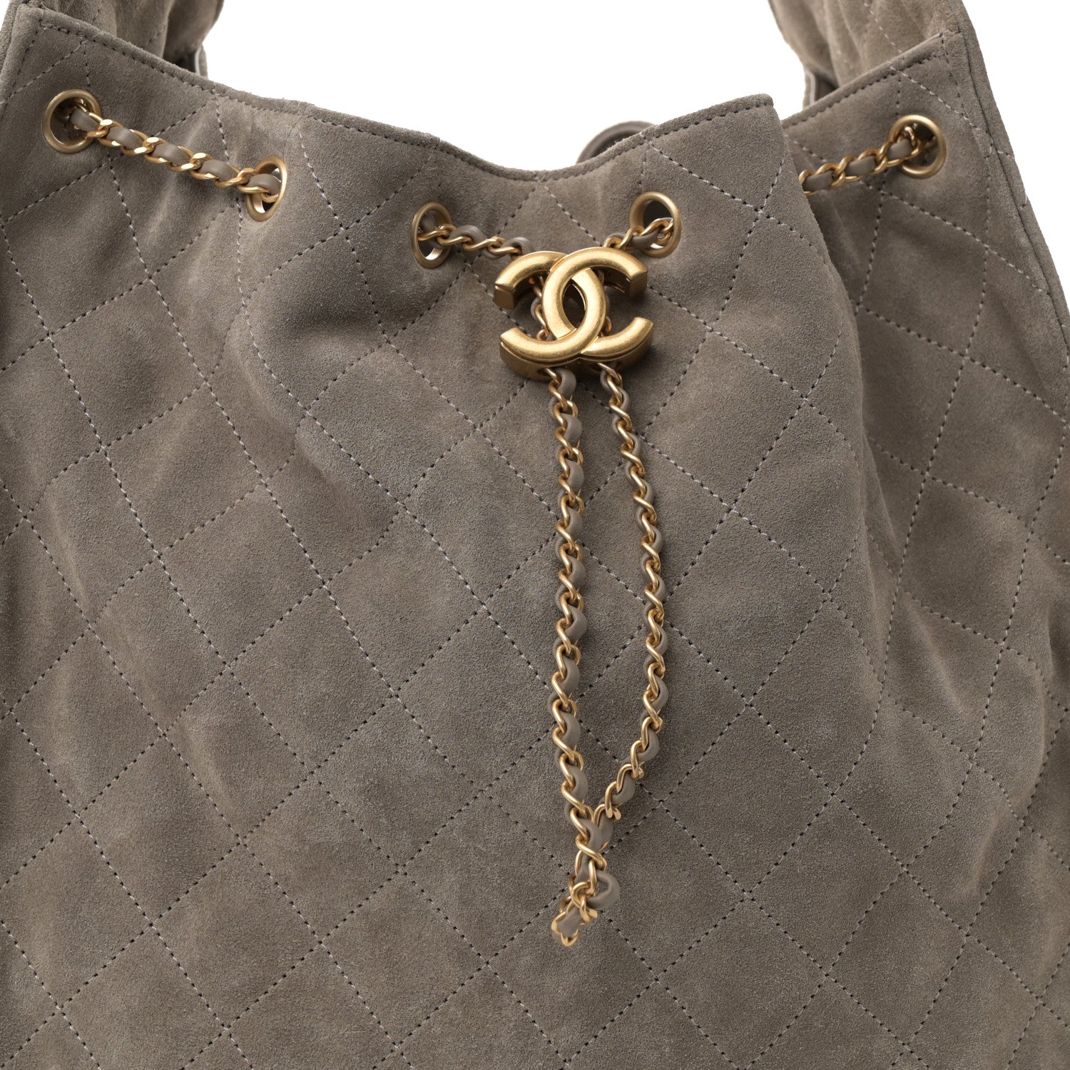 Chanel Suede Quilted Medium Chanel 25 Handbag Grey 9 of 11