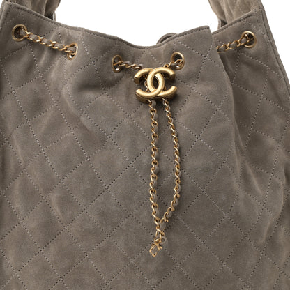 Chanel Suede Quilted Medium Chanel 25 Handbag Grey 9 of 11