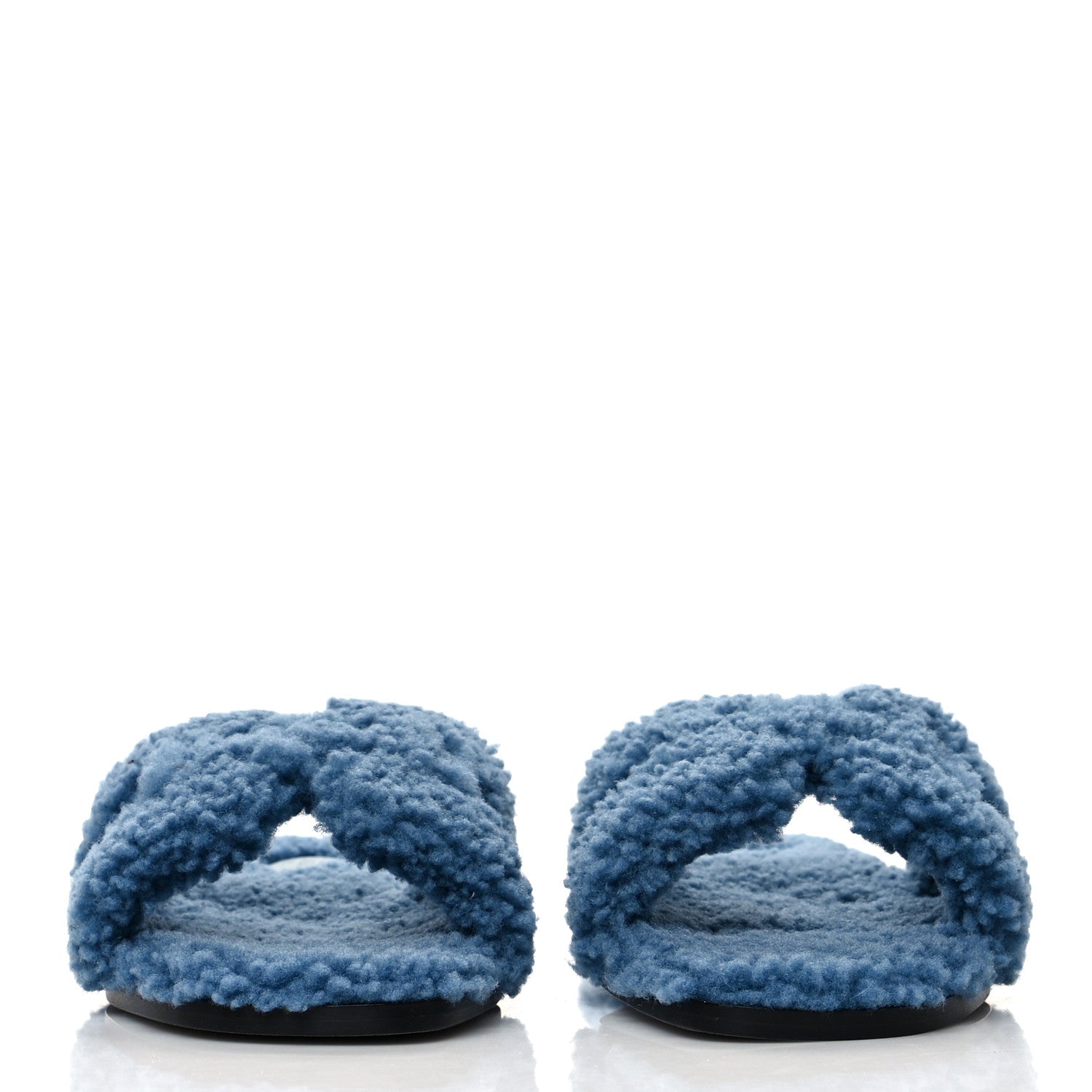 Hermes Woolskin Oran Sandals 38 Bleu 2 of 8
