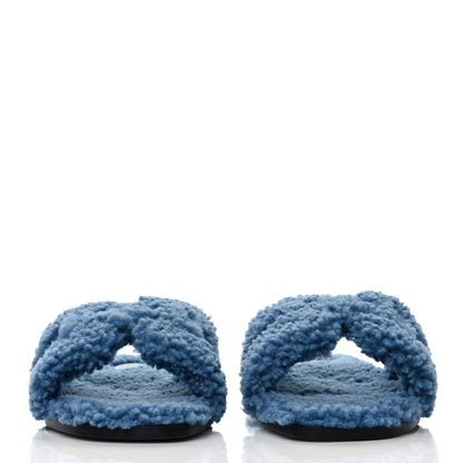 Hermes Woolskin Oran Sandals 38 Bleu 2 of 8