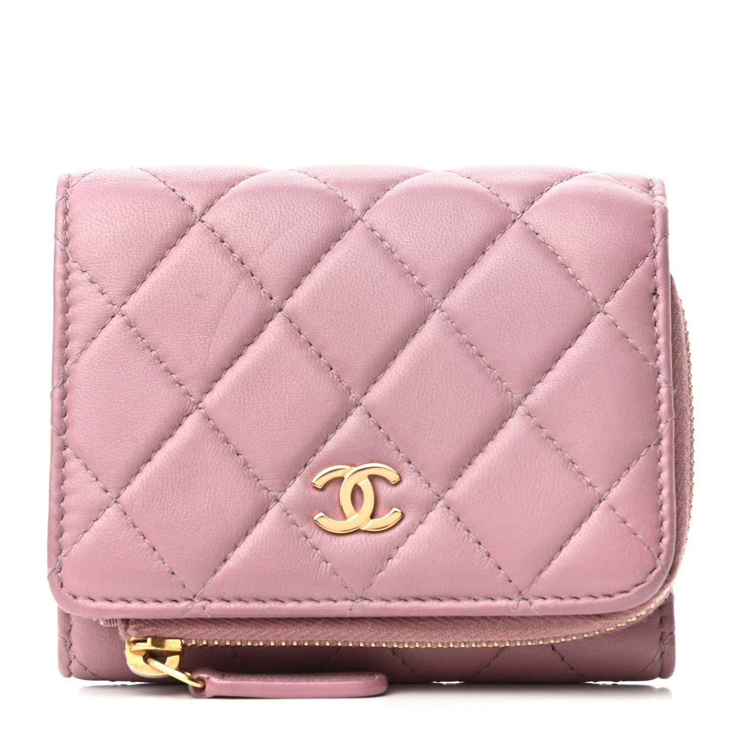 Chanel Lambskin Quilted Flap Wallet Light Purple 1 of 8