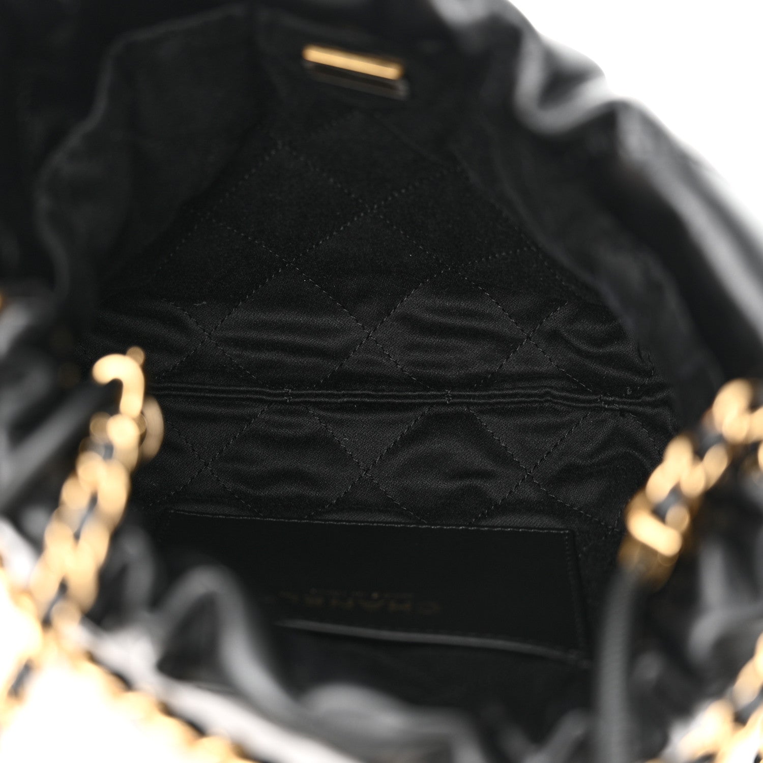Chanel Shiny Calfskin Quilted Pearl CC Chain Mini Chanel 22 Black 5 of 10