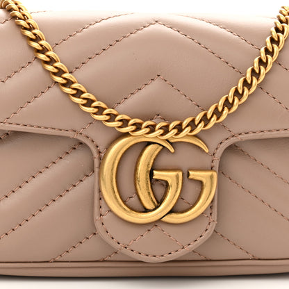 Gucci Calfskin Matelasse Super Mini GG Marmont Shoulder Bag Porcelain Rose 8 of 10