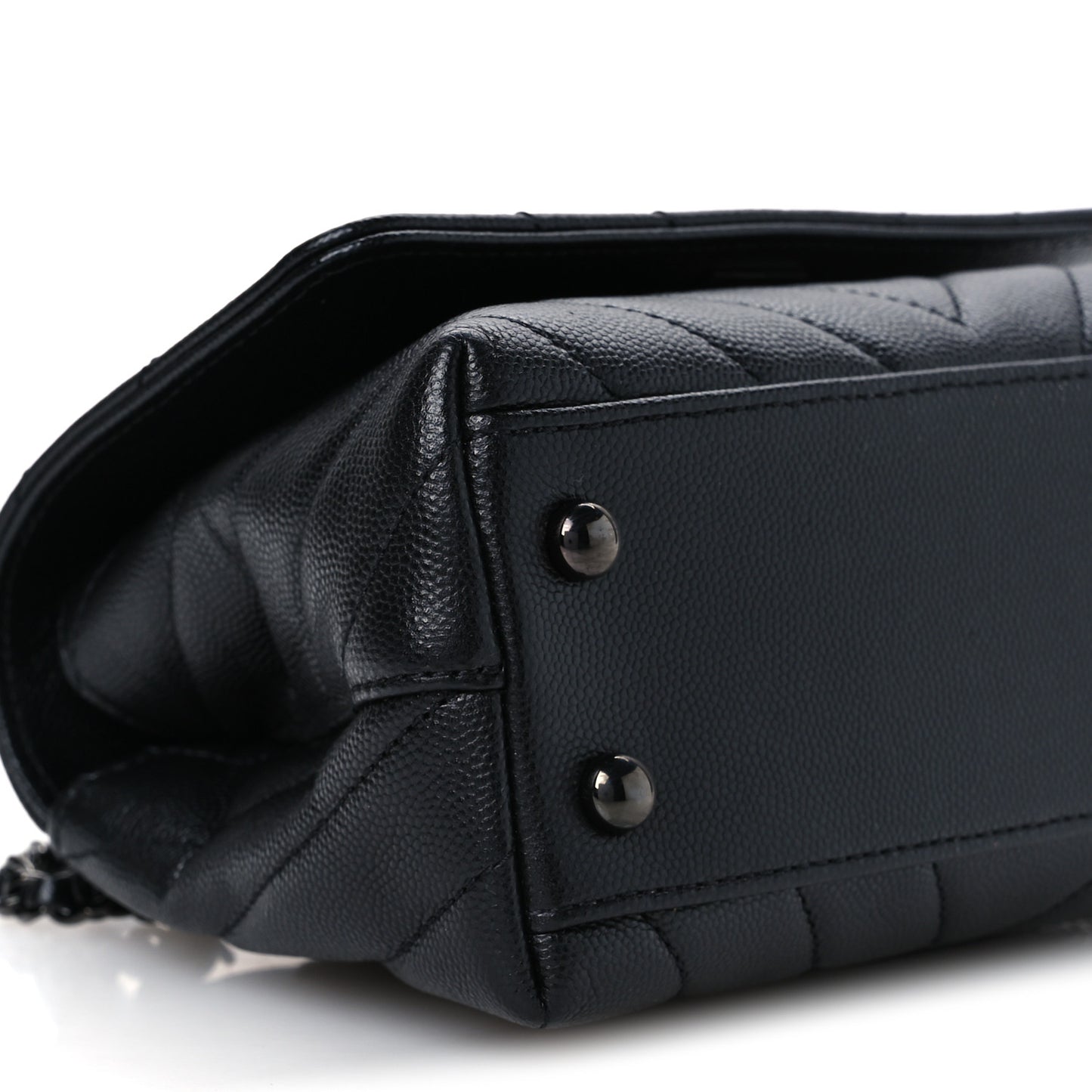 Caviar Chevron Quilted Extra Mini Coco Handle Flap So Black