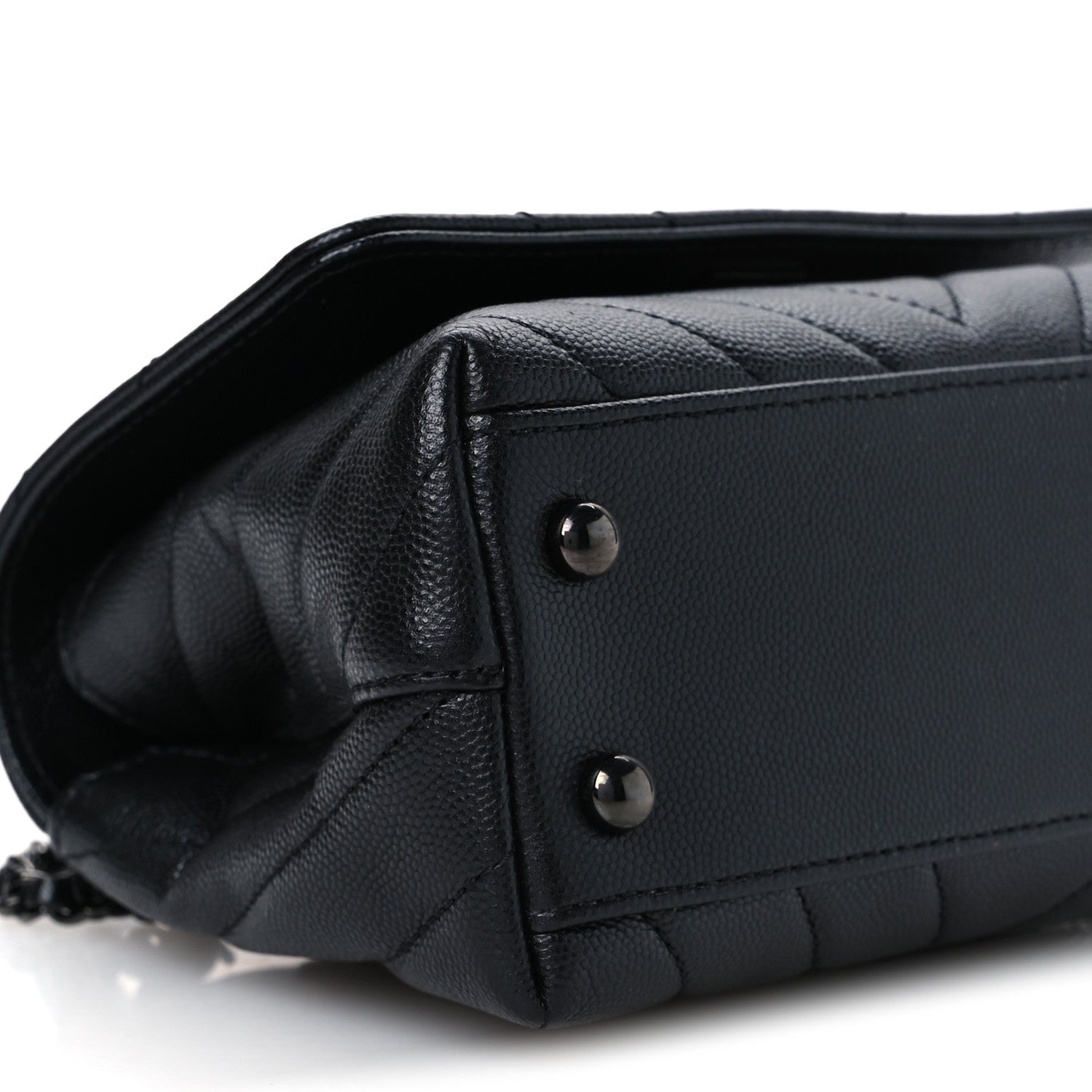Chanel Caviar Chevron Quilted Extra Mini Coco Handle Flap So Black 10 of 11