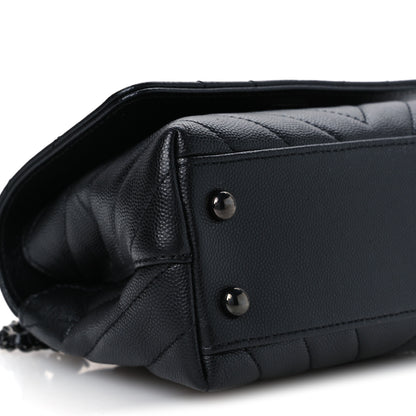 Chanel Caviar Chevron Quilted Extra Mini Coco Handle Flap So Black 10 of 11
