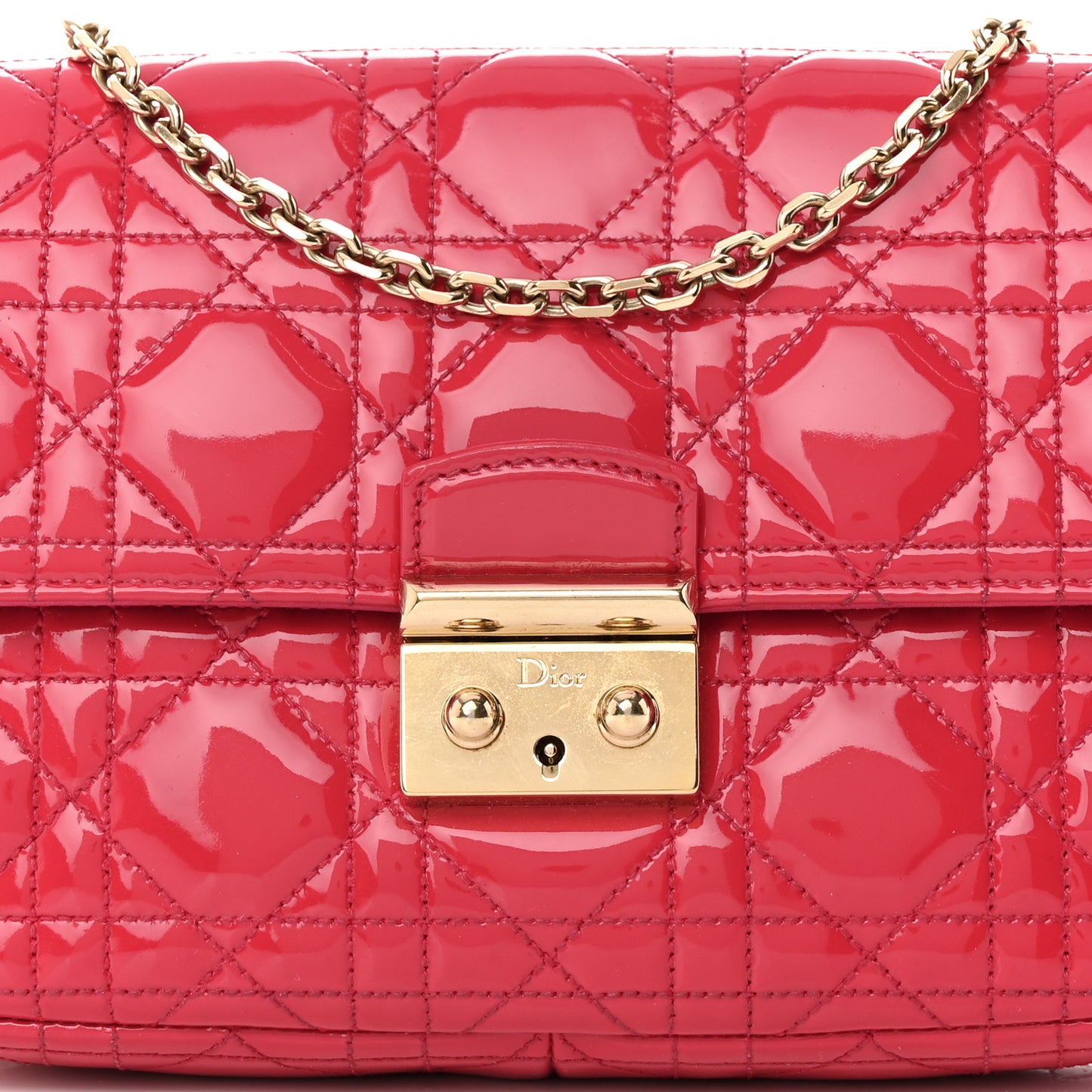 Patent Cannage Miss Dior Promenade Pouch Fuchsia
