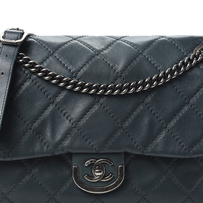 Chanel Calfskin Quilted Jumbo Coco Sporran Flap Dark Green 9 of 9