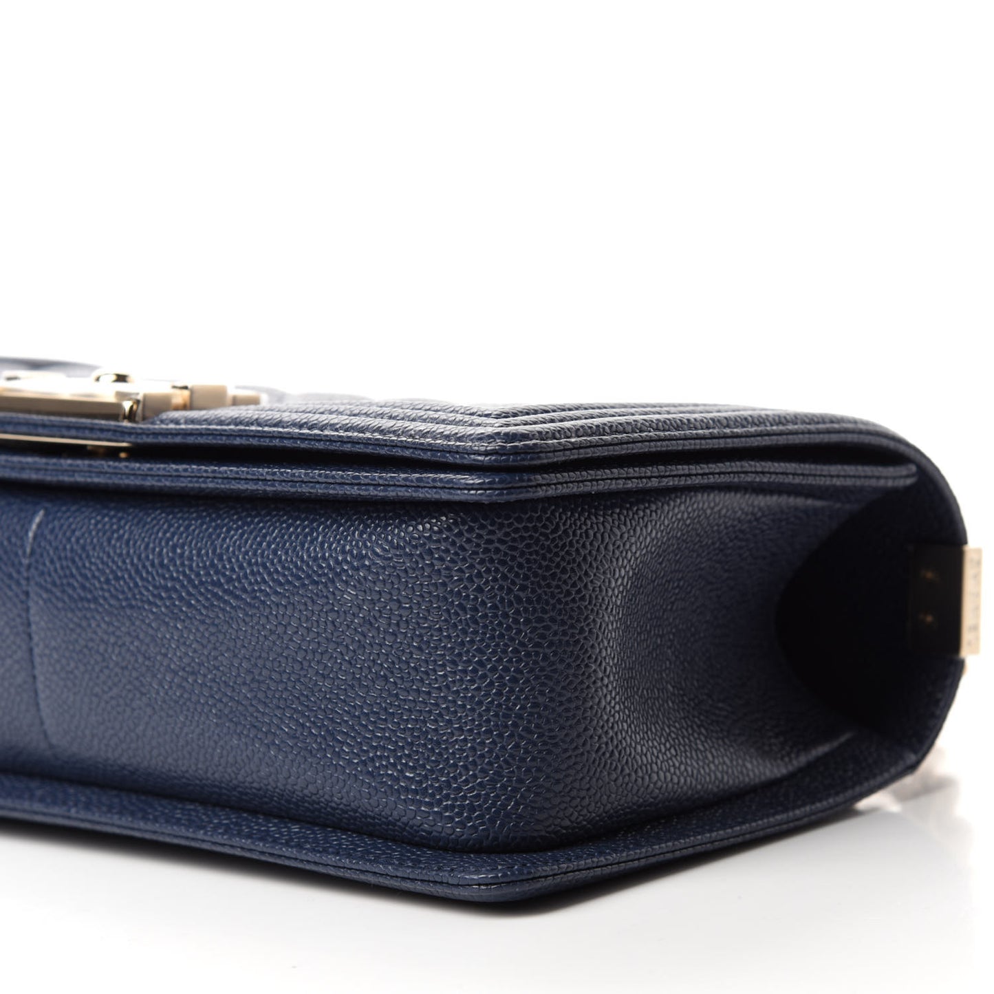 Caviar Quilted Medium Boy Flap Dark Blue
