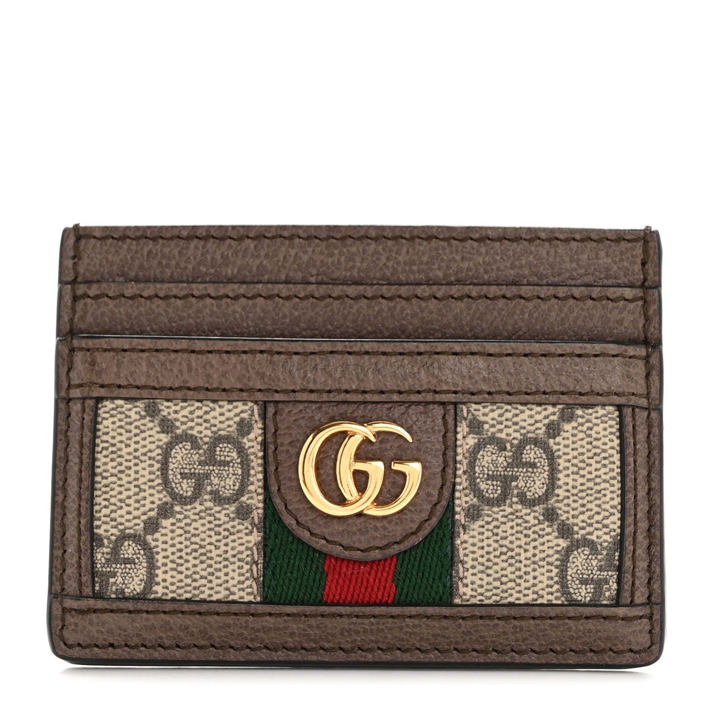 GG Supreme Monogram Ophidia Card Holder Brown