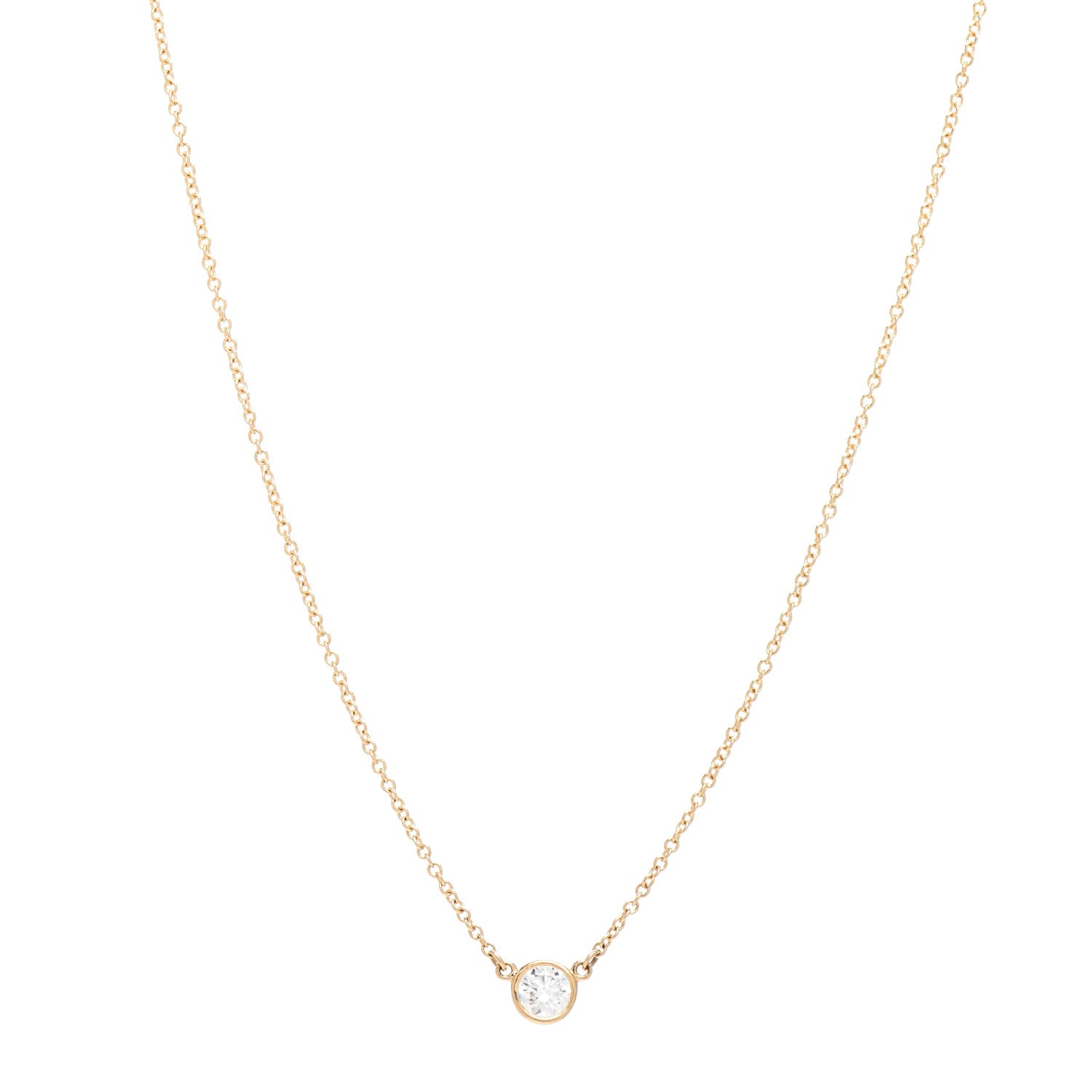 Tiffany 18K Yellow Gold Diamond .24ct Elsa Peretti Diamonds by the Yard Pendant Necklace 1 of 5