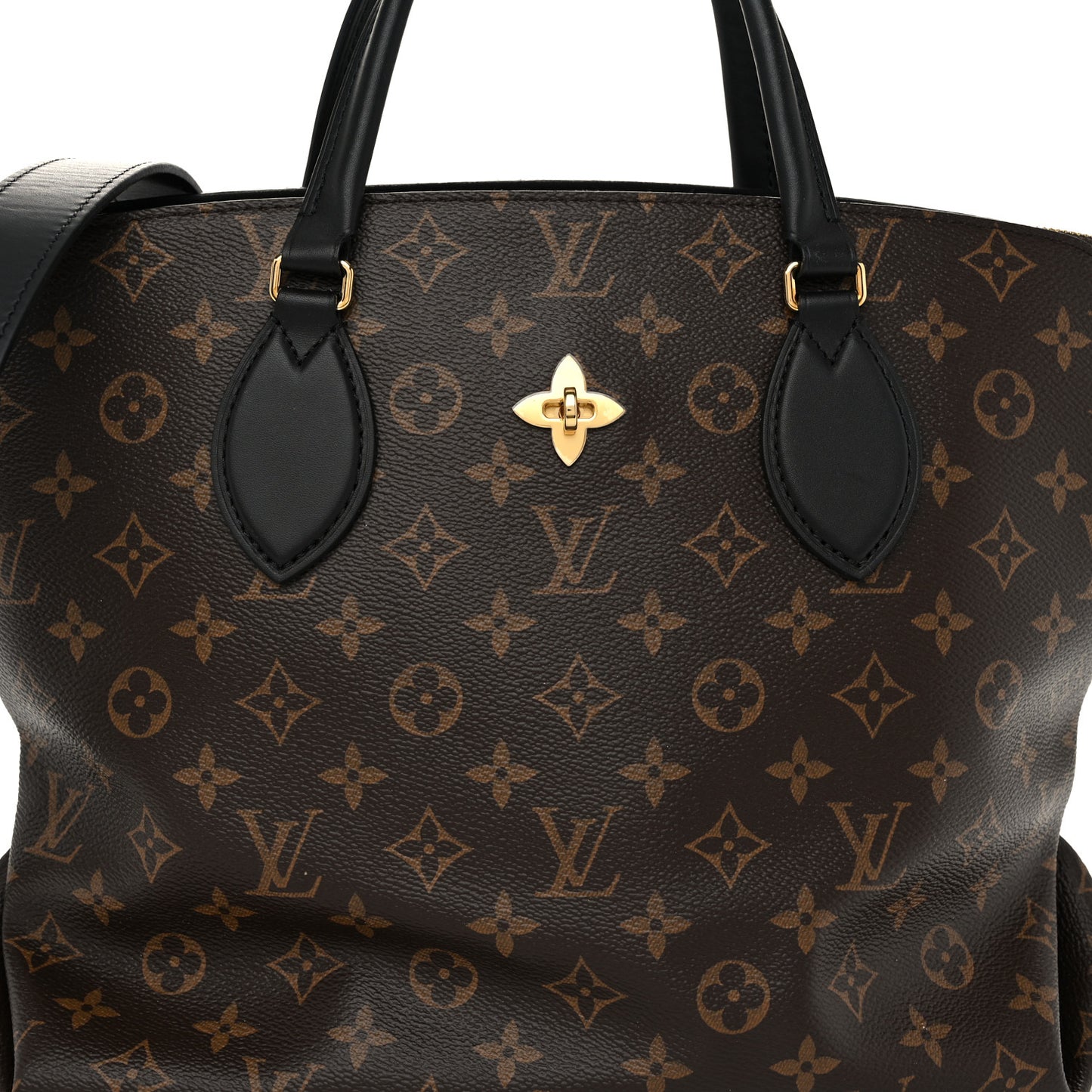 Monogram Flower Zipped Tote MM Black