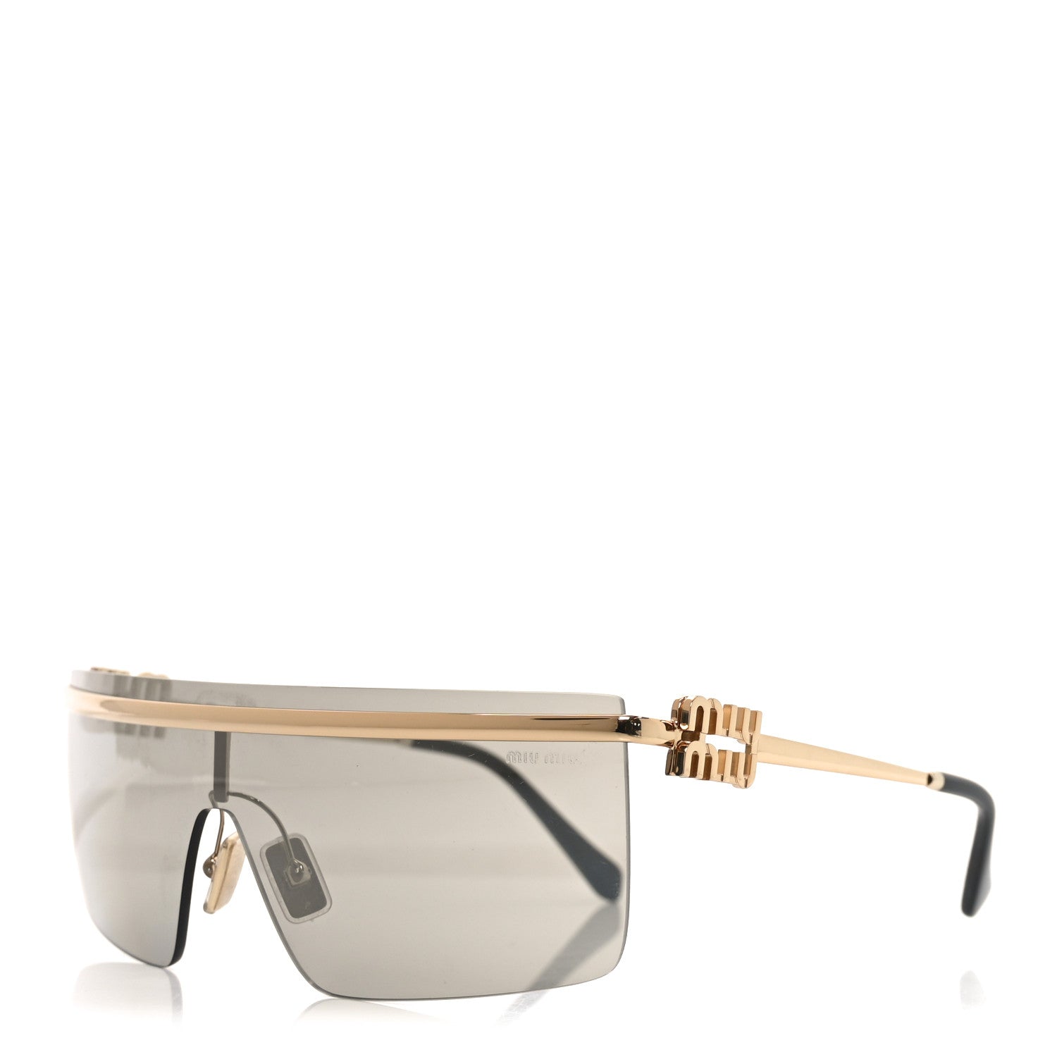 Miu Miu Metal Rectangle Shield Sunglasses SMU50Z Grey Gold 1 of 7