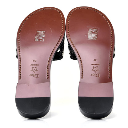 Christian Dior Embroidered Mirror Club Sandal 38 Black Silver 7 of 11