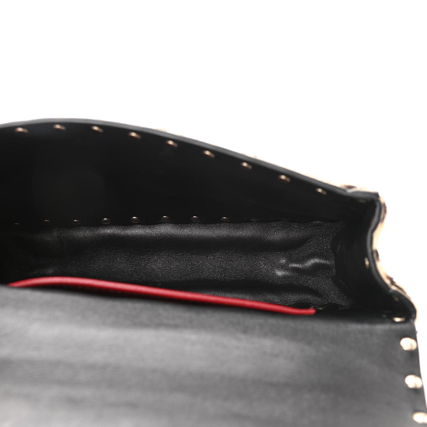 Calf Hair Leopard Print Small Rockstud Spike Shoulder Bag