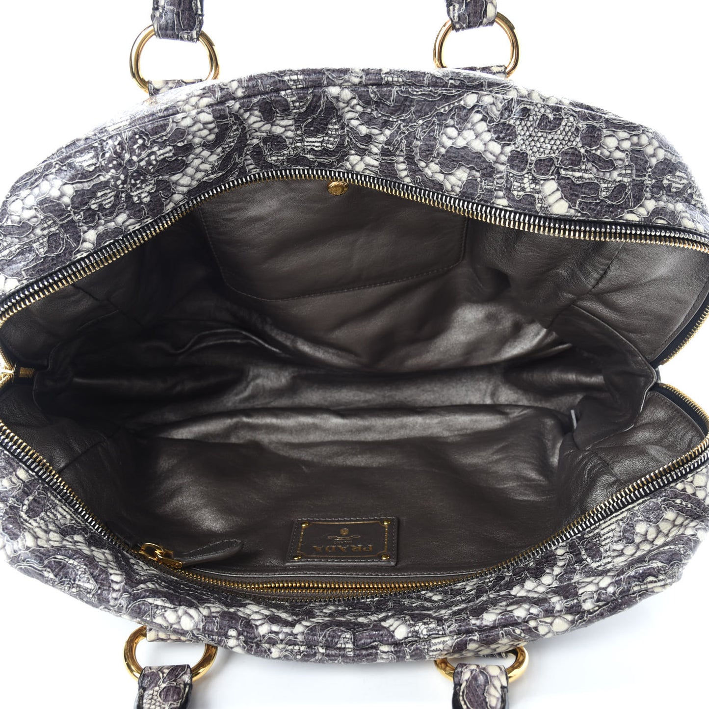 Cervo Lux Print Lace Bauletto Bag Talco