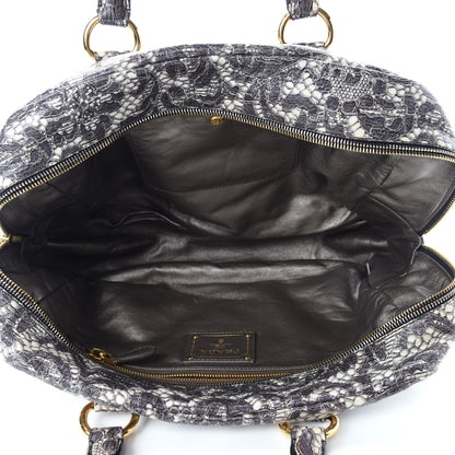 Prada Cervo Lux Print Lace Bauletto Bag Talco 5 of 11