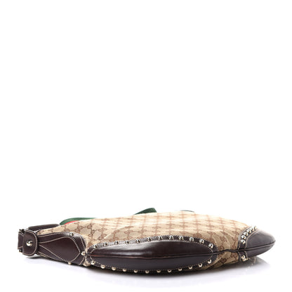 Gucci Monogram Web Studded Pelham Shoulder Bag Dark Brown 3 of 9