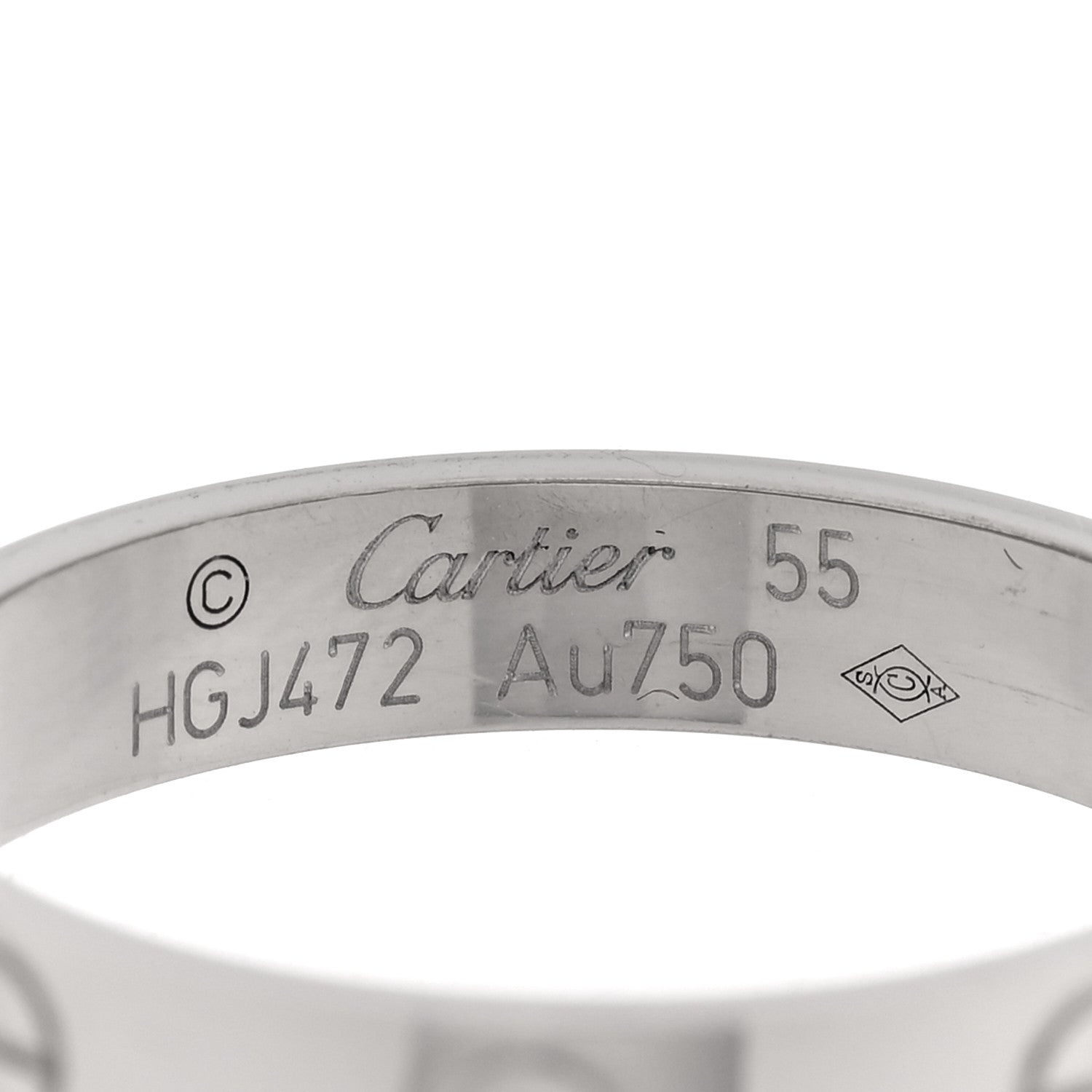 Cartier 18K White Gold 3.5mm LOVE Wedding Band Ring 55 7.25 4 of 4