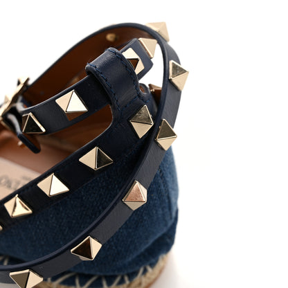 Valentino Garavani Denim Rockstud Ankle Wrap Espadrille 20mm Flats 40 Light Denim 10 of 11
