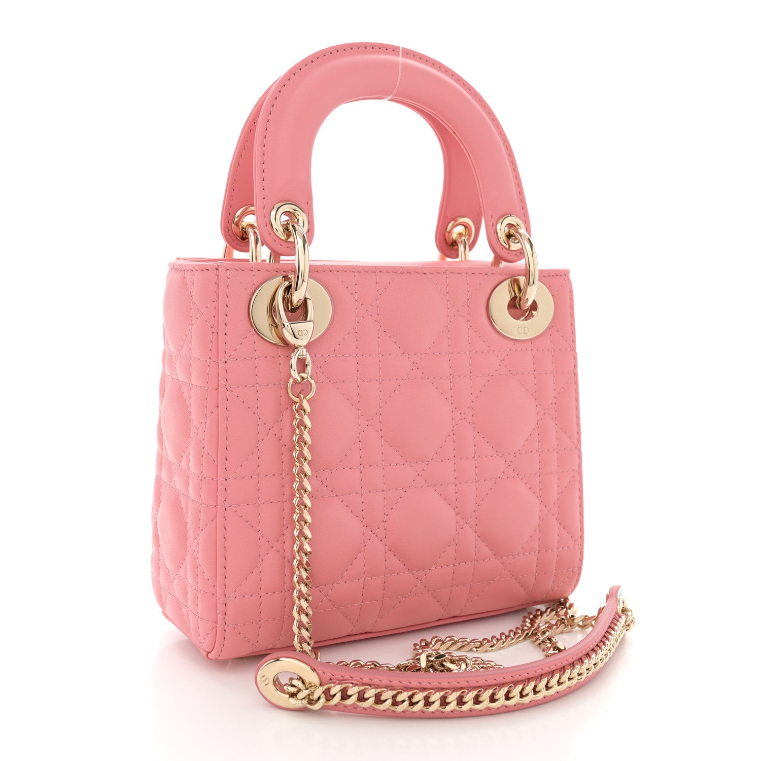 Christian Dior Lambskin Cannage Mini Lady Dior Peach Blossom 3 of 11