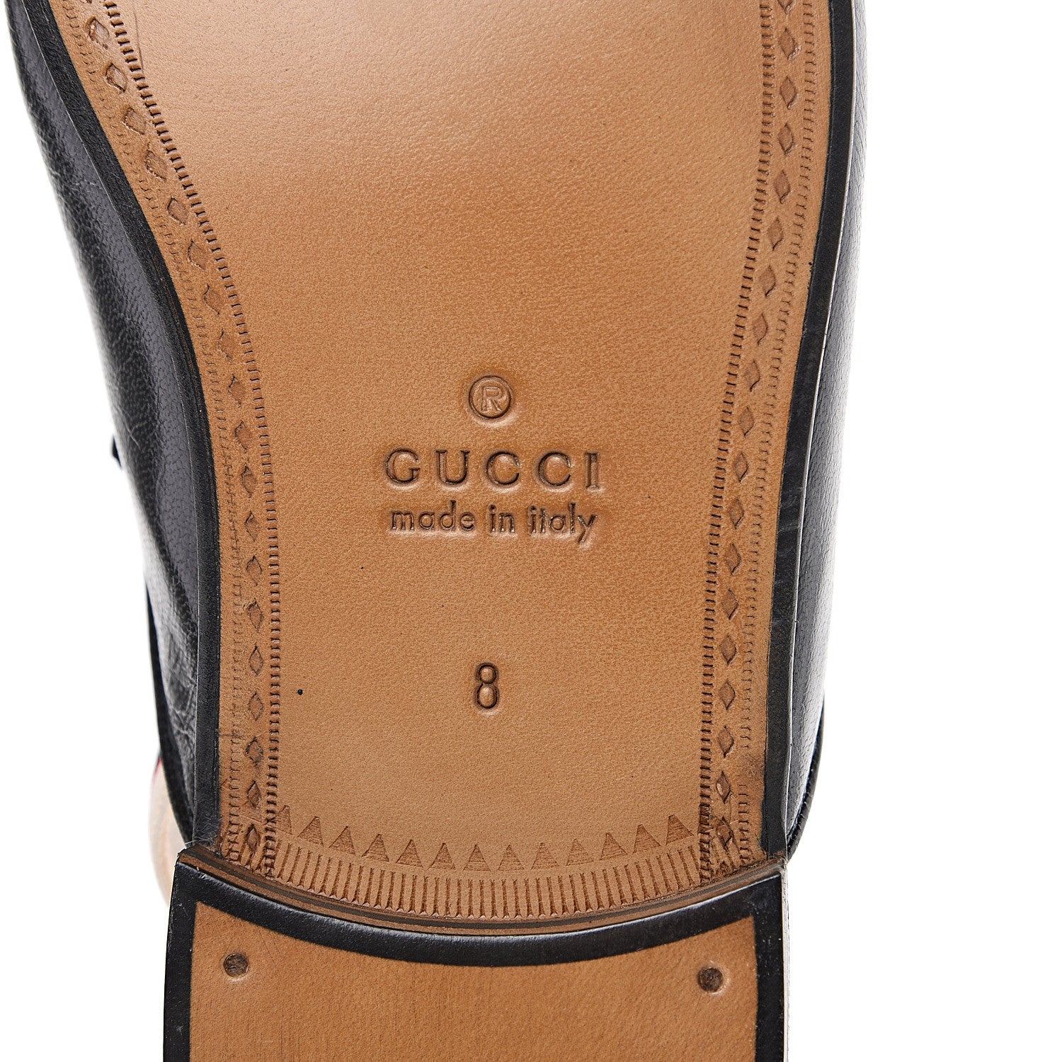 Gucci Goatskin Stripe Mens Horsebit Slingback Slippers 8 Black 7 of 11