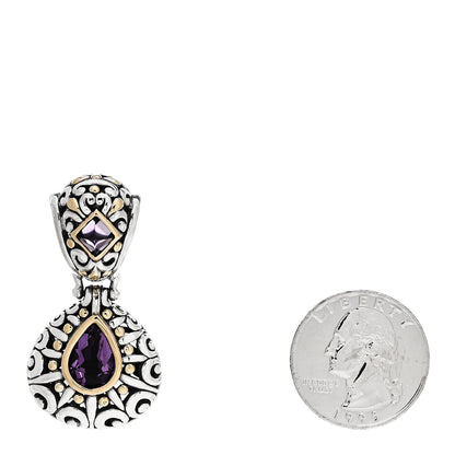 John Hardy Sterling Silver 18K Yellow Gold Amethyst Jaisalmer Drop Pendant 2 of 4