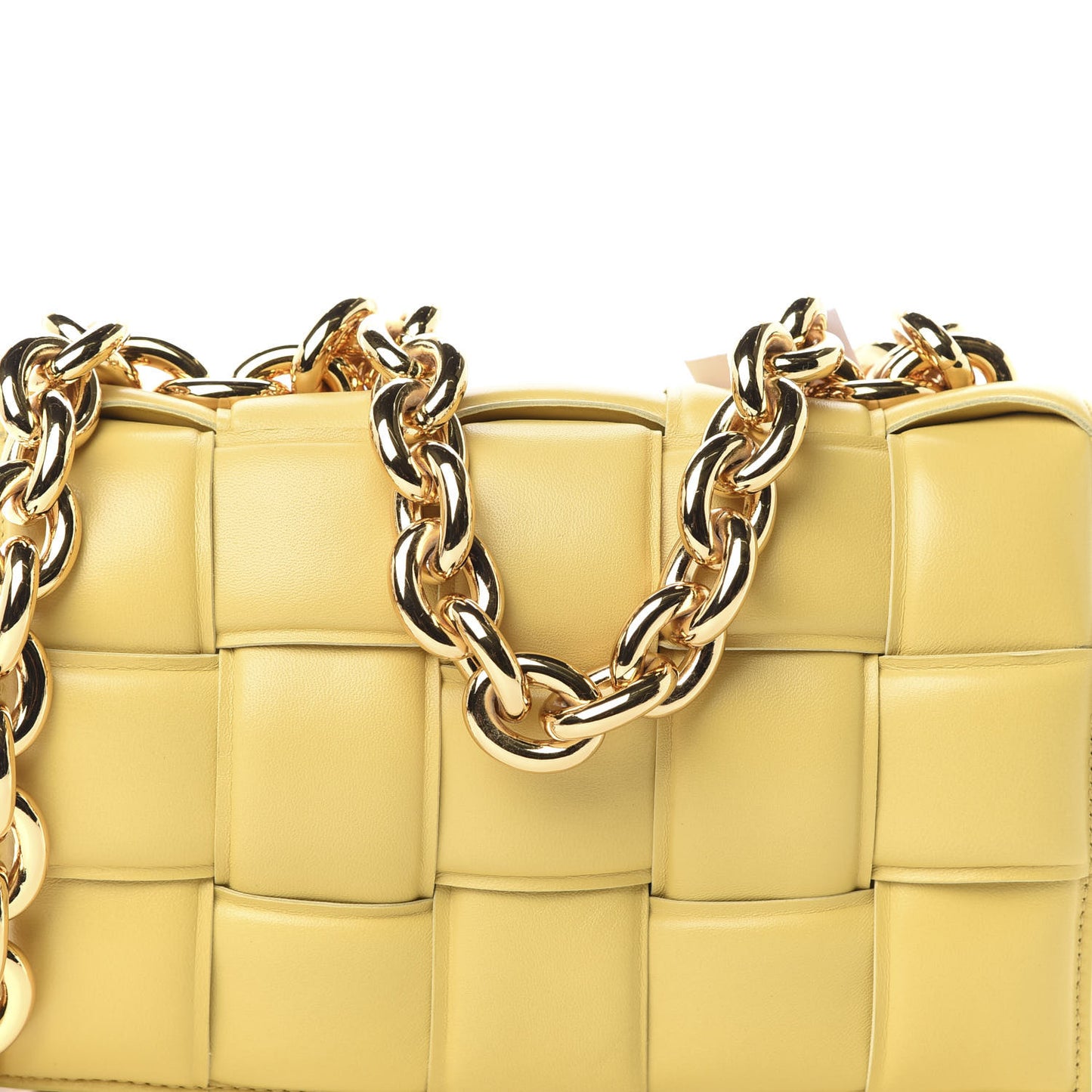 Lambskin Maxi Intreccio Padded Chain Cassette Crossbody Bag Corn