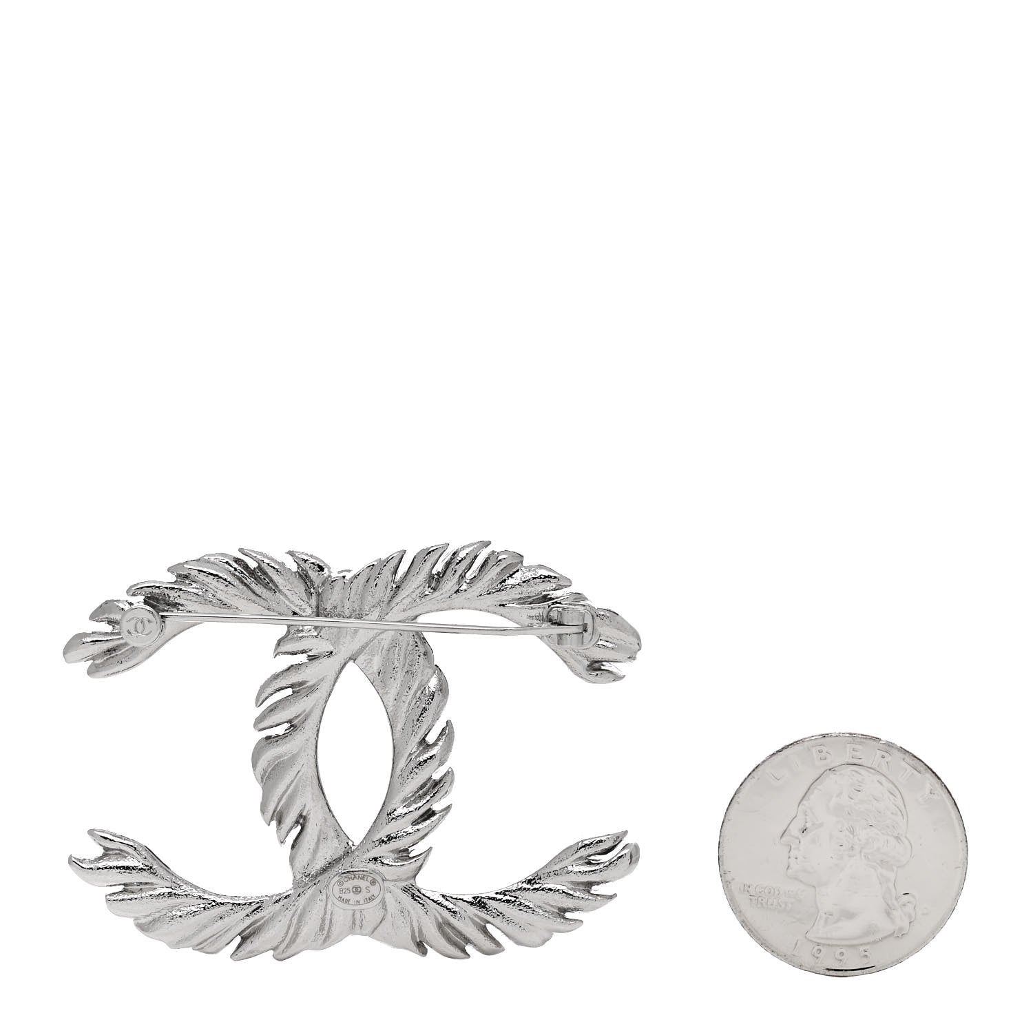 Chanel Crystal Large CC Brooch Silver 2 of 4