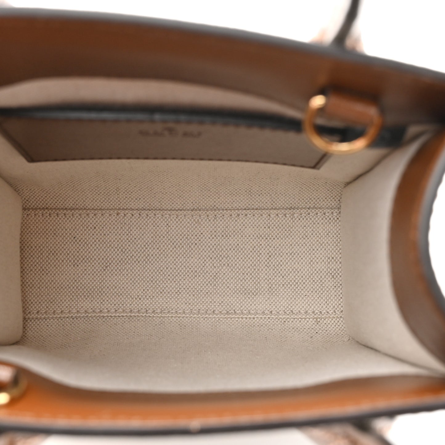GG Supreme Monogram Azalea Calfskin Mini Retro Interlocking G Tote Bag Beige Ebony Brown Sugar