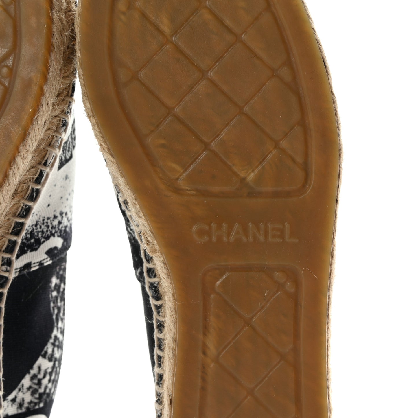 Printed Canvas Grosgrain 31 Rue Cambon Espadrilles 38 Black White