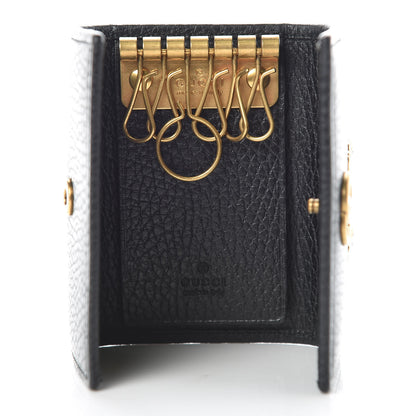 Gucci Pebbled Calfskin Butterfly 6 Key Holder Case Black 5 of 8
