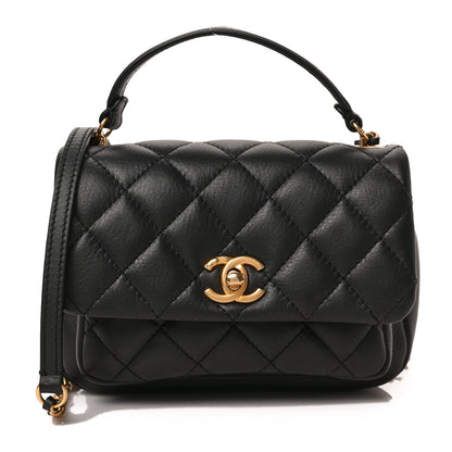 Chanel Calfskin Quilted Top Handle Flap Black 1 of 9