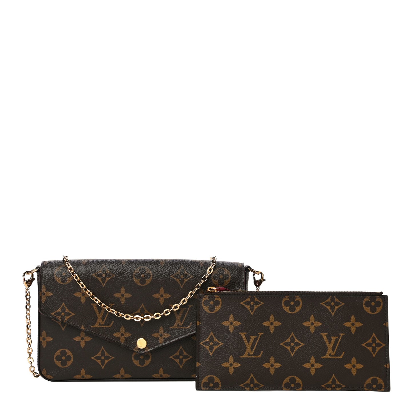 Monogram Pochette Felicie Chain Wallet Fuchsia