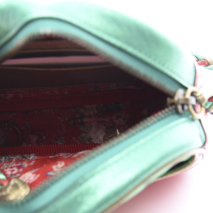 Gucci Laminated Nappa Trapuntata Mini Zumi Dome Shoulder Bag Rosso Jasmine Green Rame 4 of 9