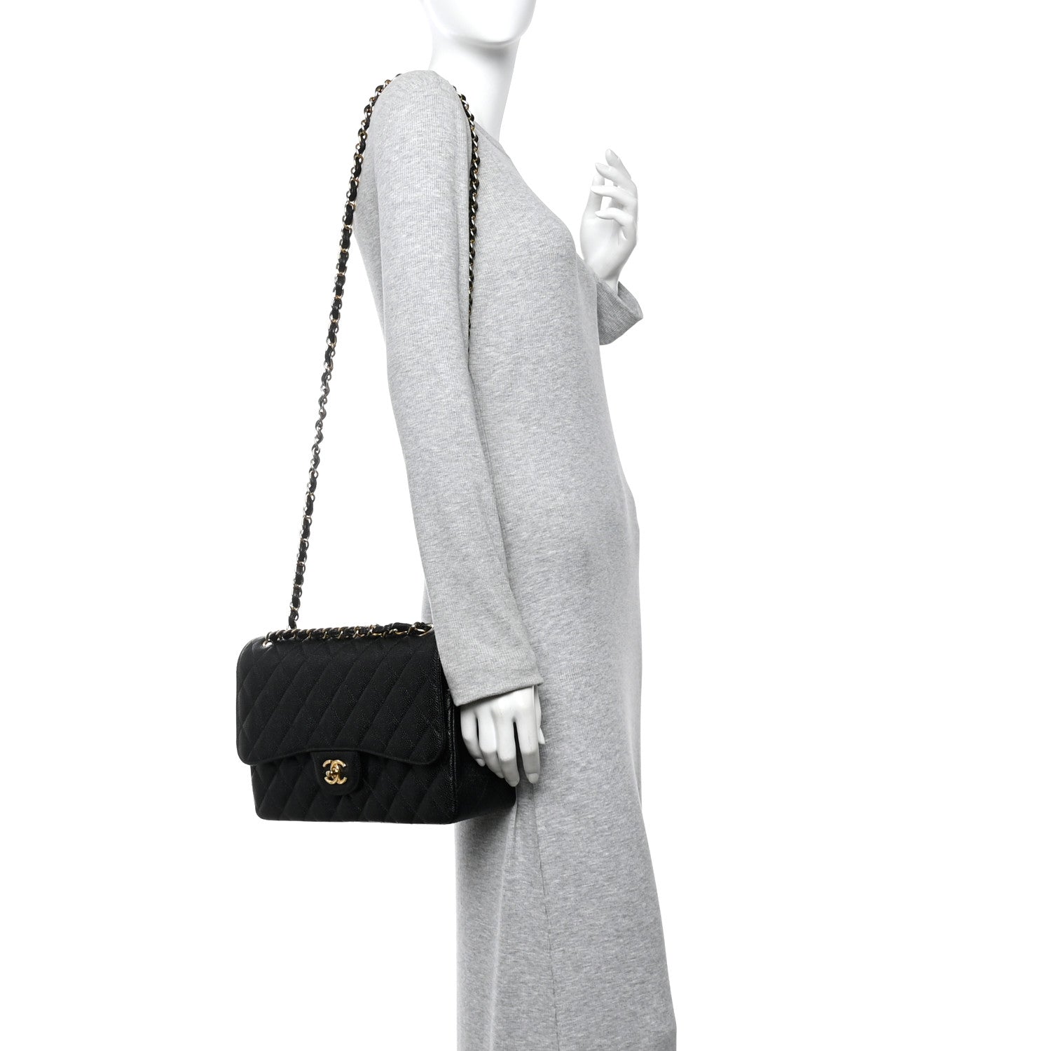 Chanel Caviar Quilted Jumbo Double Flap Black 2 of 10