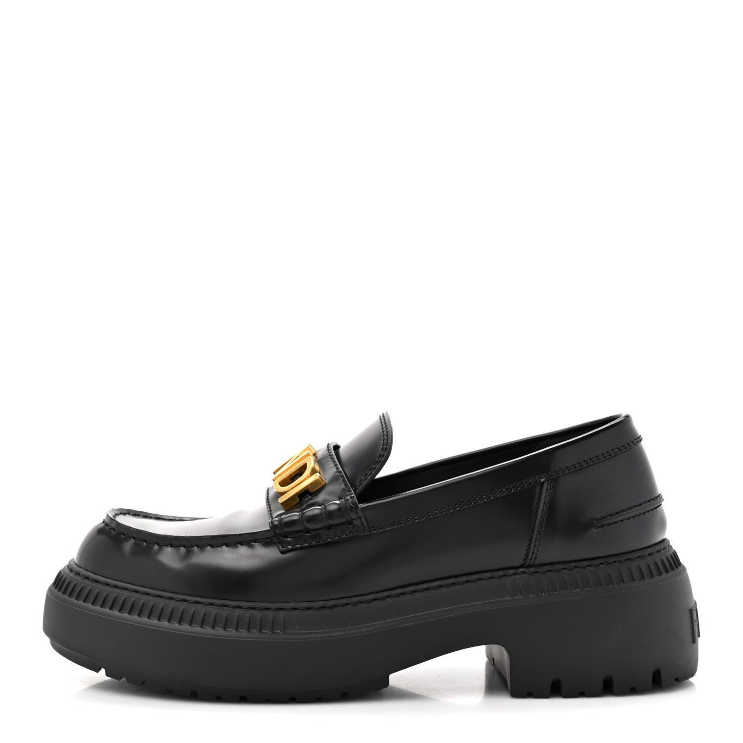 Fendi Vitello Abrasivato Fendigraphy 50mm Loafers 40.5 Black 1 of 9