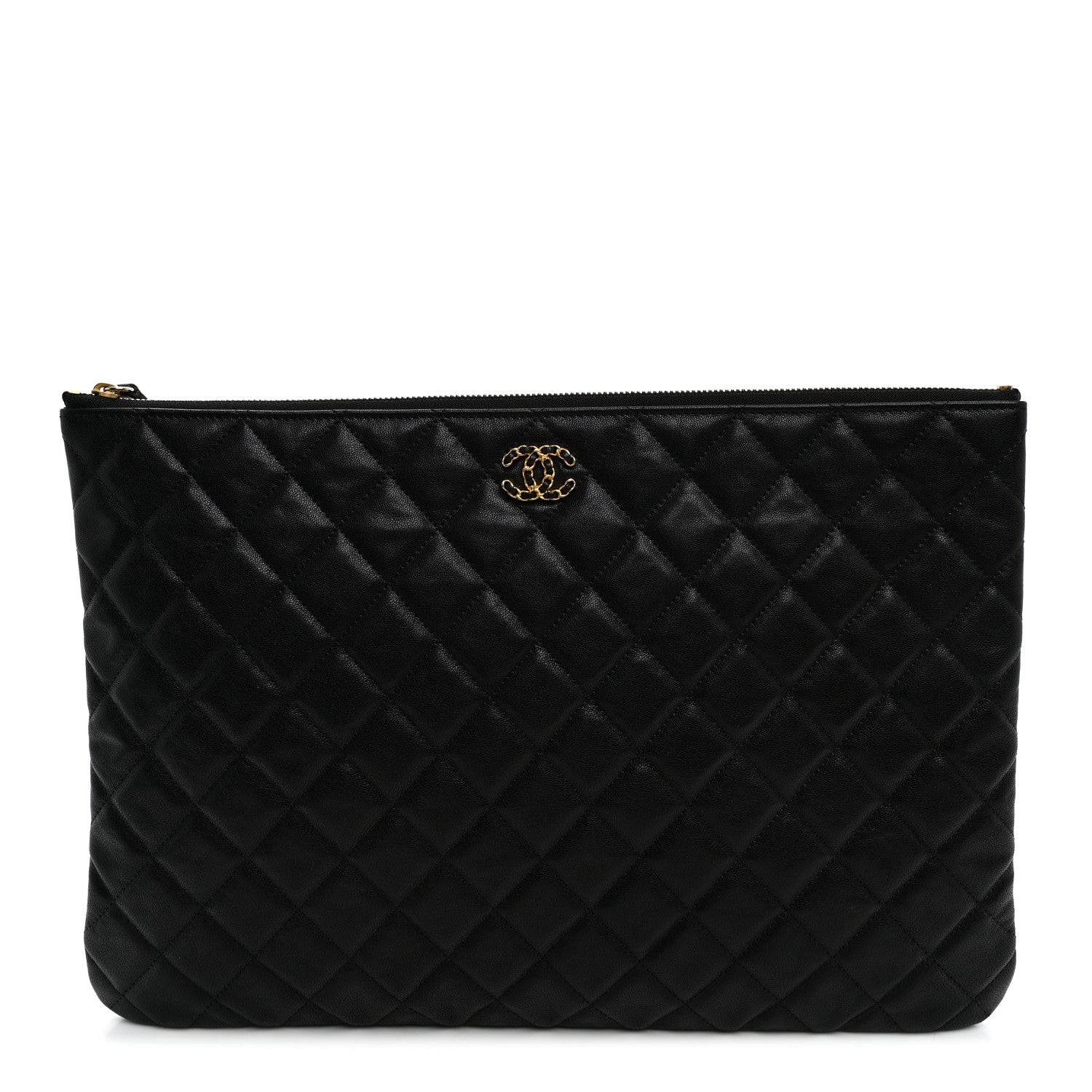 Chanel Lambskin Quilted Large Cosmetic Case Black 1 of 11