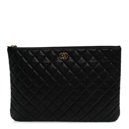 Chanel Lambskin Quilted Large Cosmetic Case Black 1 of 11