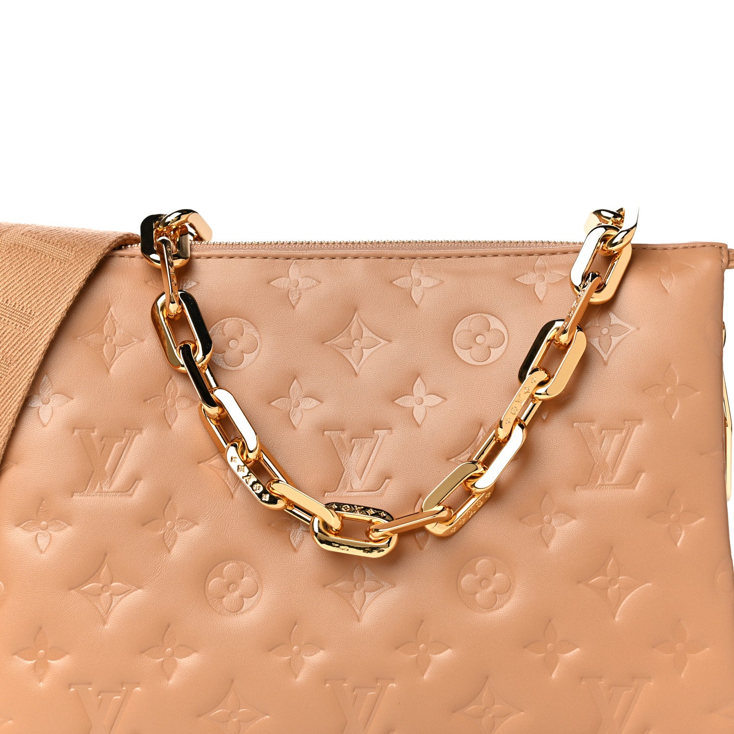 Louis Vuitton Lambskin Embossed Monogram Coussin PM Camel 9 of 14