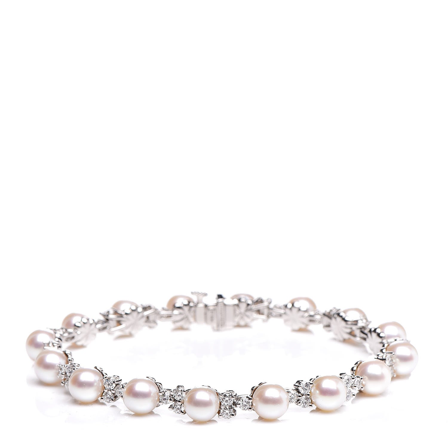 Tiffany Platinum Diamond Akoya Pearl 6.5-7mm Aria Bracelet 1 of 6