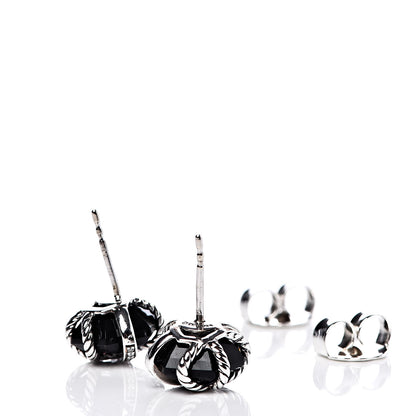 David Yurman Sterling Silver Diamond Black Onyx 11mm Cable Wrap Earrings 3 of 5