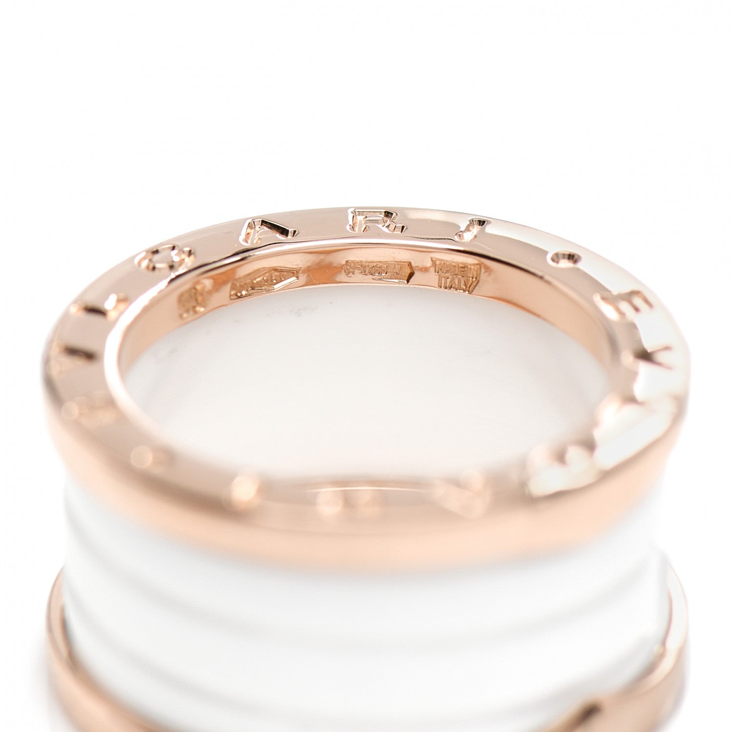 Bulgari 18K Rose Gold White Ceramic B.Zero1 Four-Band Ring 53 6.25 5 of 5